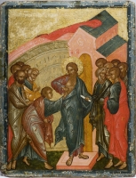 Doubting of Thomas / The Myrrh-Bearers  at the Holy Sepulcher (A double-sided tablet icon)