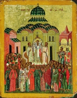 Exaltation of the Cross. Sts. Chariton the Confessor, Varlaam of Khutun  and Sergius of Radonezh 