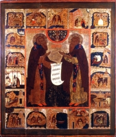 Reverend Zosimus and Sabbatius of Solovki, with scenes from their lives