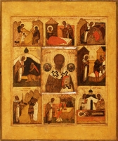 Nicholas in half-length with 8 scenes from his life, St.
